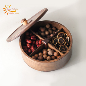 Chinese style luxury walnut solid wood candy box Dried fruit box storage box for the living room