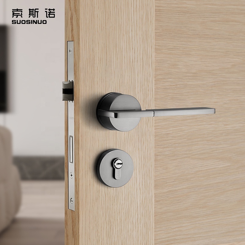 High Quality ZINC ALLOY Lever Handle Door Lock With Lock Cylinder Wooden Door Lock Set for bedroom