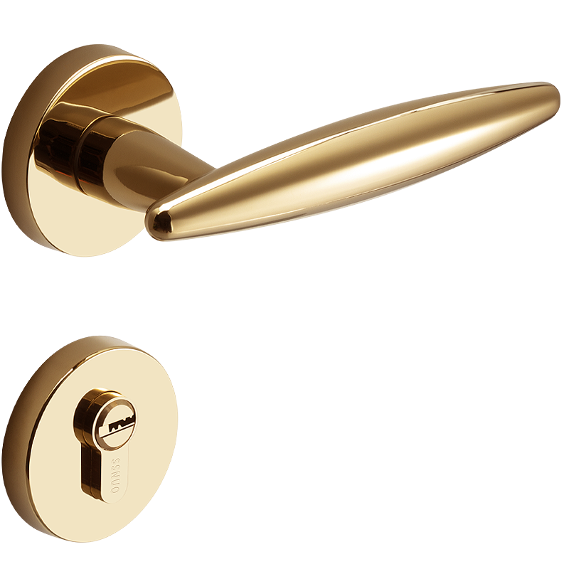 Modern Design Zinc Alloy Internal Wooden Bedroom Door  Gold Lever Handle Lock With Home Hotel