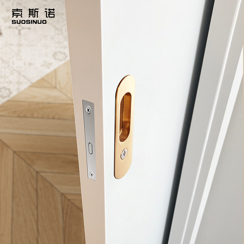 Zinc Alloy Invisible Handle Wooden Hidden Square Cavity Pocket Door Mortise Sliding Barn Door Locks