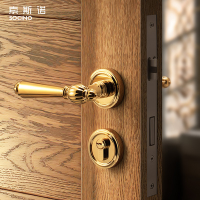 French European Style Modern Design Light Luxury Pvd Gold Plated Zinc Alloy Door Lock Set Door Lock Interior For Wooden Door