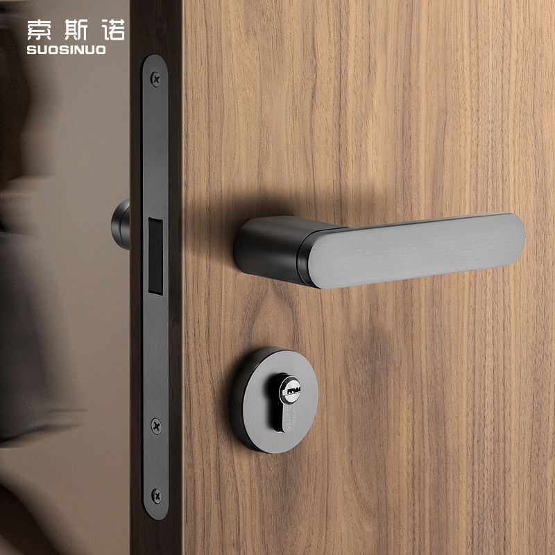 Nordic Door Lock Indoor Silent Room Door Bedroom Magnetic Black Gray Split Door Sets For Home Use