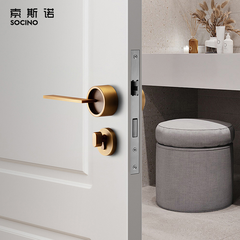 Luxury Design Door Knob Yellow Bronze Bathroom Knob High Standard Interior Door Lock Set For Bedroom Door