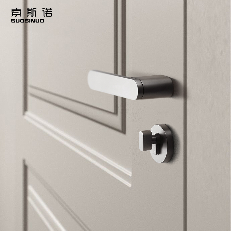 Nordic Door Lock Indoor Silent Room Door Bedroom Magnetic Black Gray Split Door Sets For Home Use