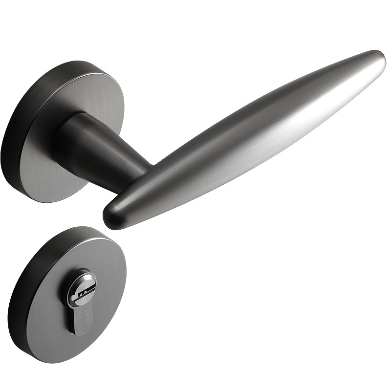 Most Classic Round Nordic Style Modern Zinc Alloy Black Gray Brushed   Door Lock Wooden Door Handles