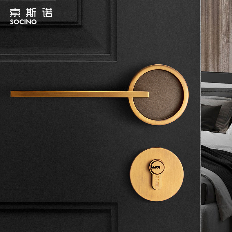 Luxury Design Door Knob Yellow Bronze Bathroom Knob High Standard Interior Door Lock Set For Bedroom Door