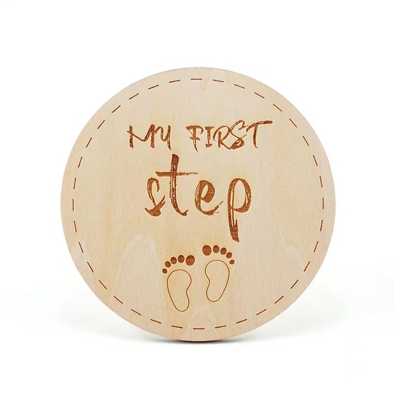 Baby milestone wood card laser cut wood tag wooden hangtag