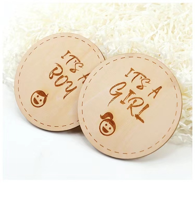 Baby milestone wood card laser cut wood tag wooden hangtag