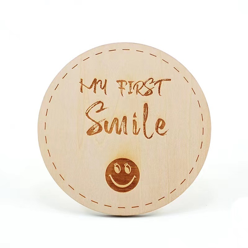 Baby milestone wood card laser cut wood tag wooden hangtag