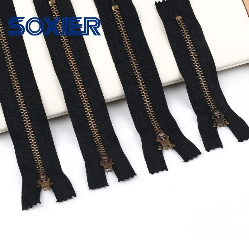 Factory Custom Luxury Cremallera #3 #4 #5 Double Lock Closed End Metal Jeans Brass Zippers