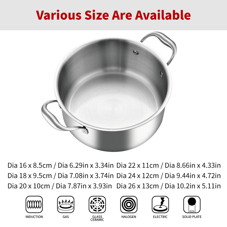 Factory Direct quality OEM stainless steel cookware set cooking pot set  tri ply cookware stainless steel Saucepan Casserole