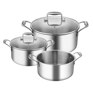 Factory Direct quality OEM stainless steel cookware set cooking pot set  tri ply cookware stainless steel Saucepan Casserole