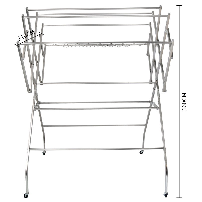 Stainless Steel Clothes Drying Rack with Shoe racks Standing Cloth Hanger for Laundry Room