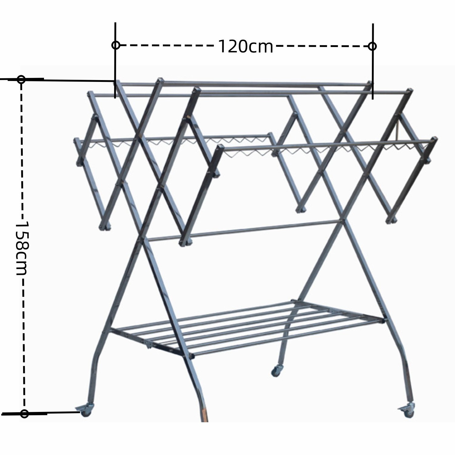 Stainless Steel Clothes Drying Rack with Shoe racks Standing Cloth Hanger for Laundry Room