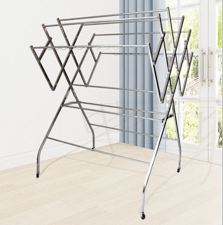 Stainless Steel Clothes Drying Rack with Shoe racks Standing Cloth Hanger for Laundry Room