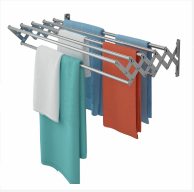 Wall Mounted Clothes Drying Rack Stainless Steel Accordion Retractable Drying Rack for Laundry Room Bathroom Tower