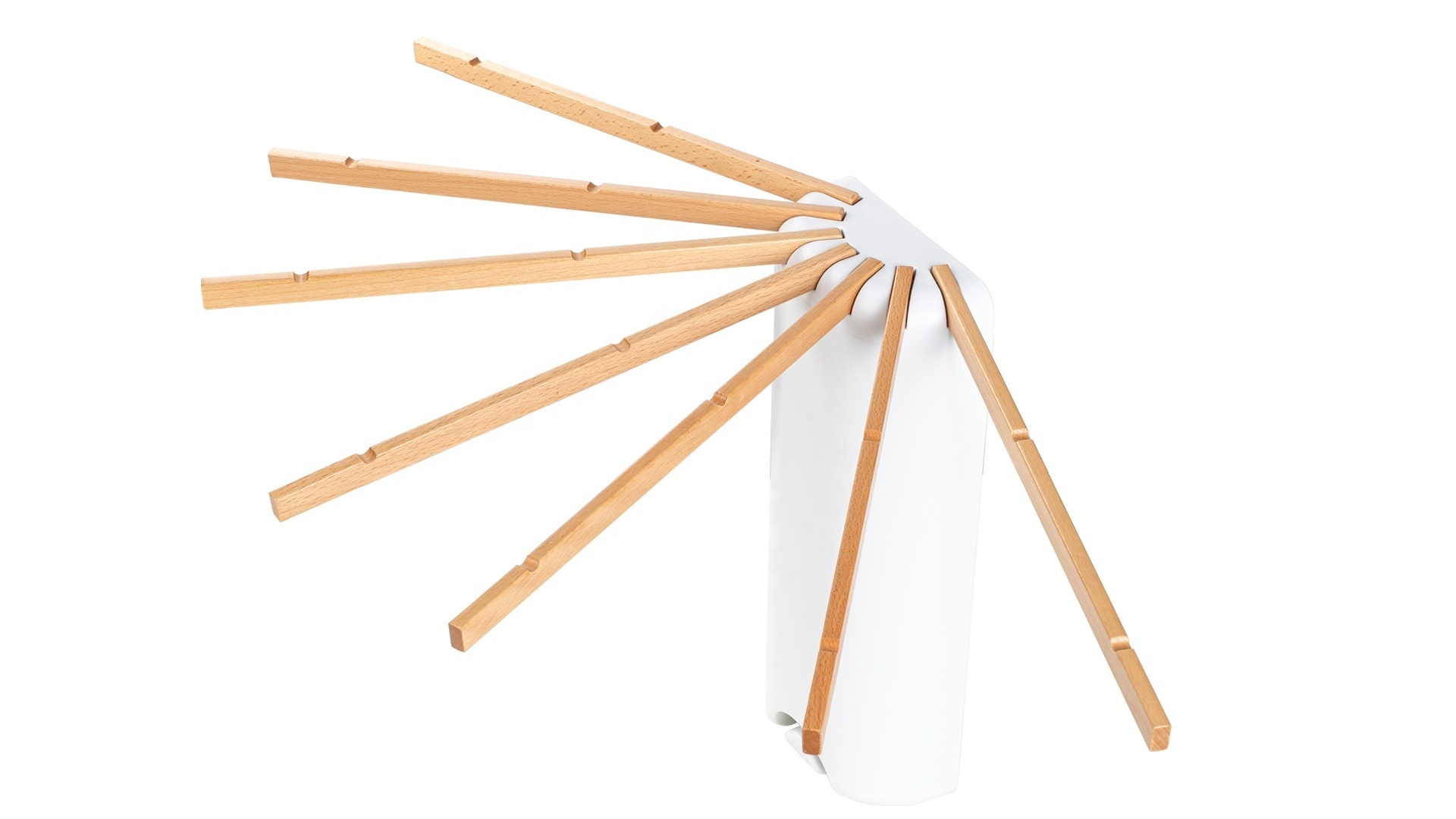 2024 New Arrival White Color Mini Wooden Rods Tripod Clothes Drying Rack With 7 Wood Rods