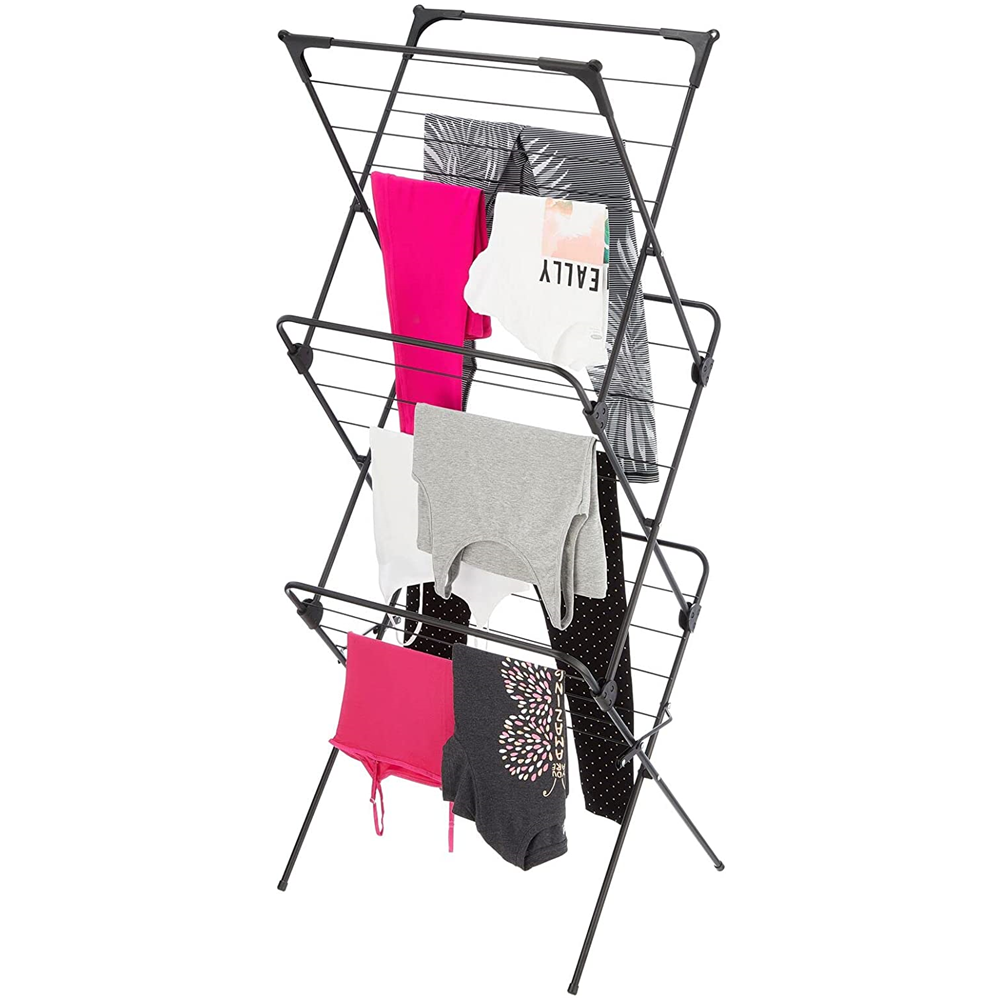 Horse Metal 3 Tier Foldable Collapsible Laundry Clothes Drying Racks Stand Tall Garment Hangers For Storage