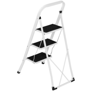 Folding Step Stool Ladder 3 Steps Compact Steel Lightweight Portable for Home Domestic Ladders EN 131