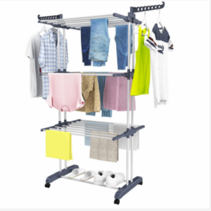 Clothes Drying Rack Large 3-Tier Rolling Folding Dryer Hanger Storage Collapsible Garment Rack Standing Rack