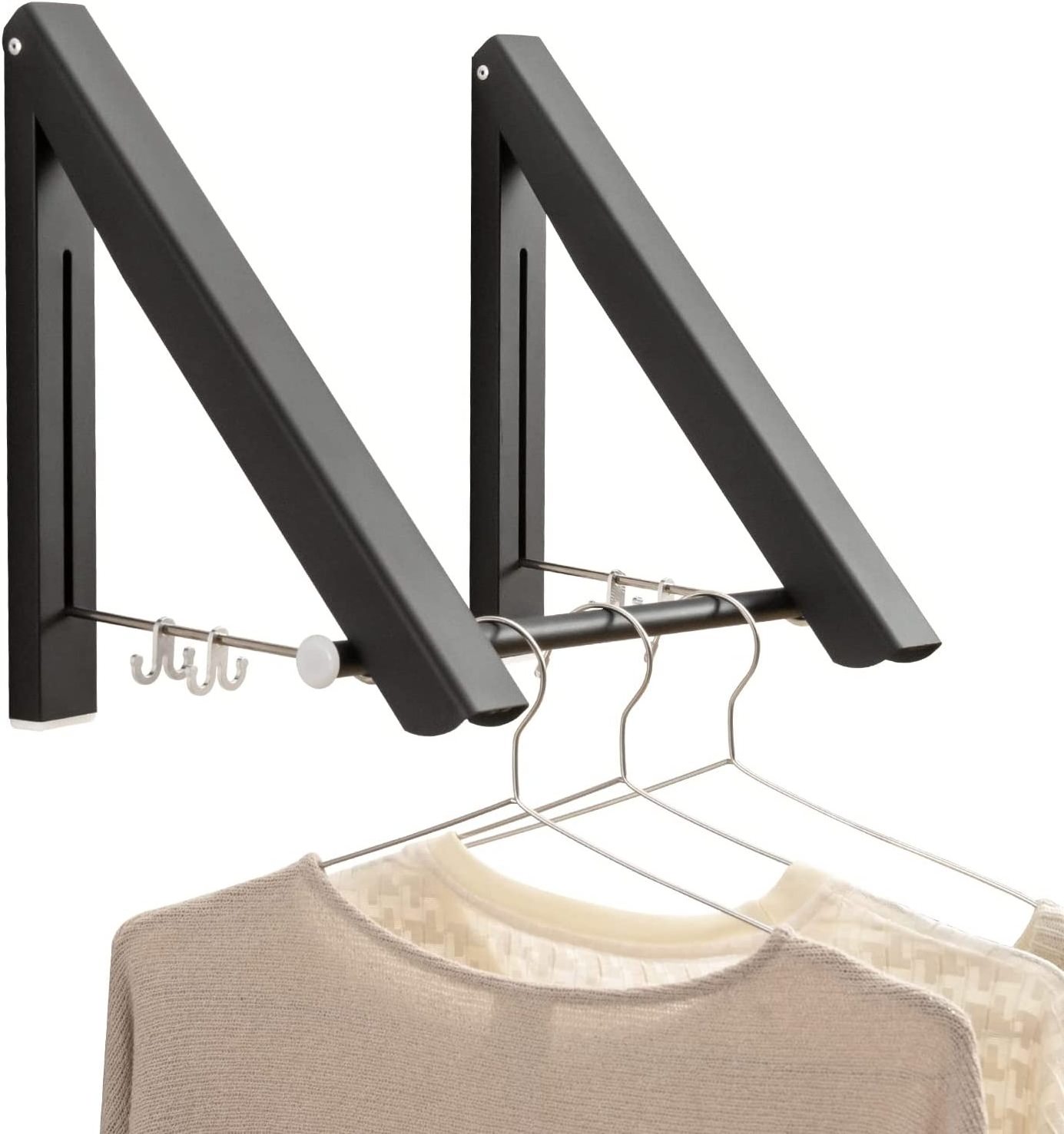 Triangle Retractable Folding Wall Mounted Clothes Hanger Rack Heavy Duty Hanging Clothes Laundry Display Rack Clothes Rack