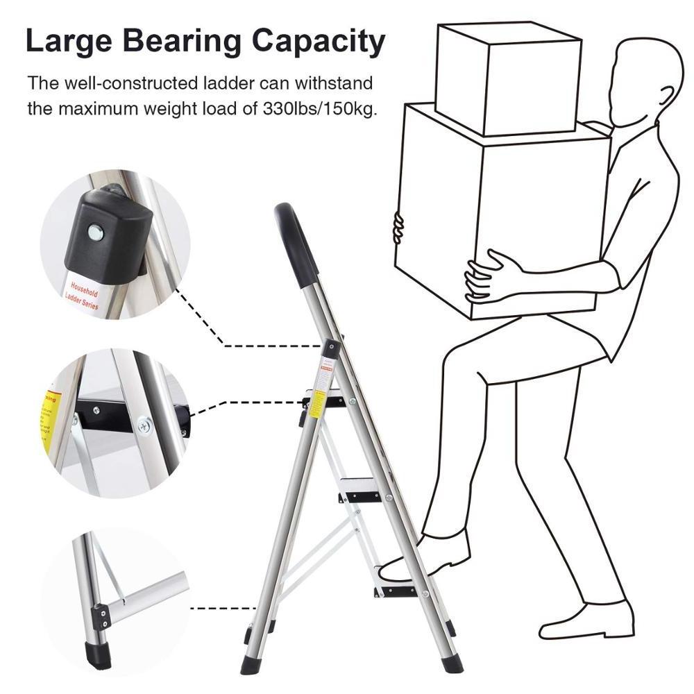 NEW EN131 Aluminum 3 step folding ladder household ladder