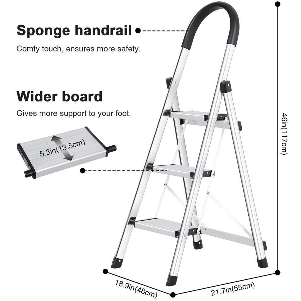 NEW EN131 Aluminum 3 step folding ladder household ladder