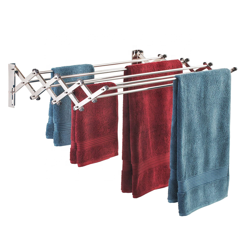 Wall Mounted Retractable Drying Rack for Clothes Stainless Steel  Laundry Room Tower Rack