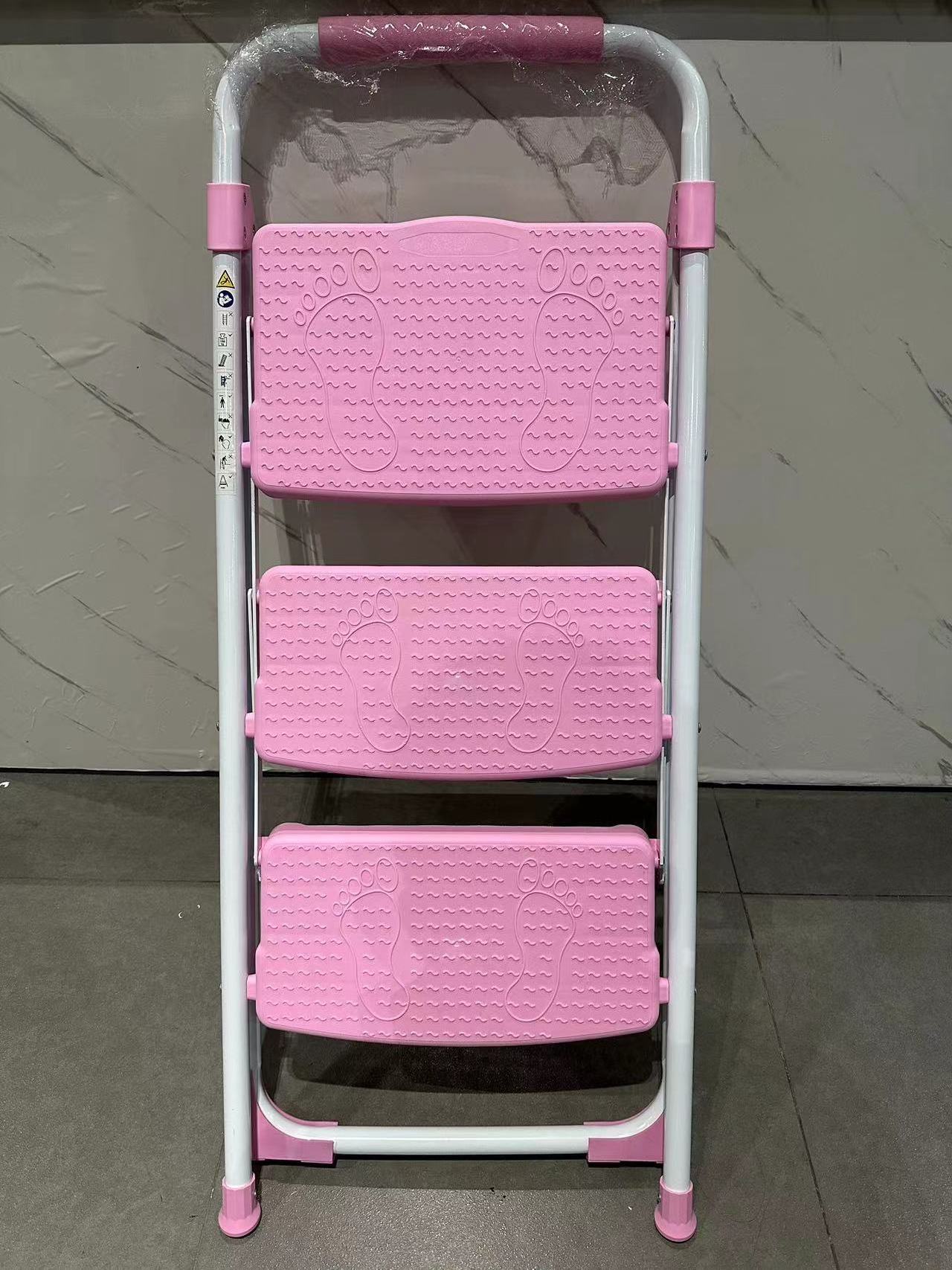 Pink Steel Household Ladder Modern Design Folding Step Ladder For Home Use