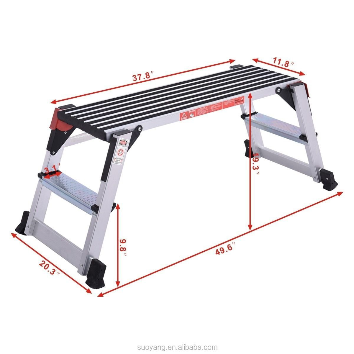 Youngman Odd Job Platform Step Ladder Decorators Work Bench Folding Aluminum Industrial Ladders EN131 GS 2 Steps Step Hop 370PCS