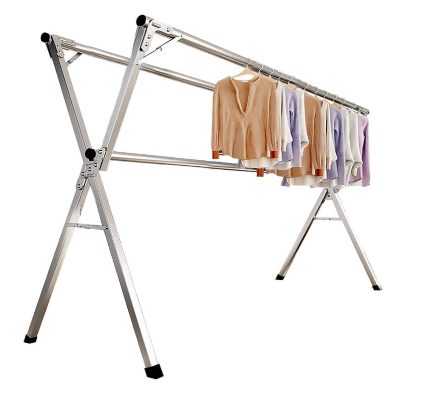 Home use stainless steel stable metal pipe foldable clothes drying laundry rack