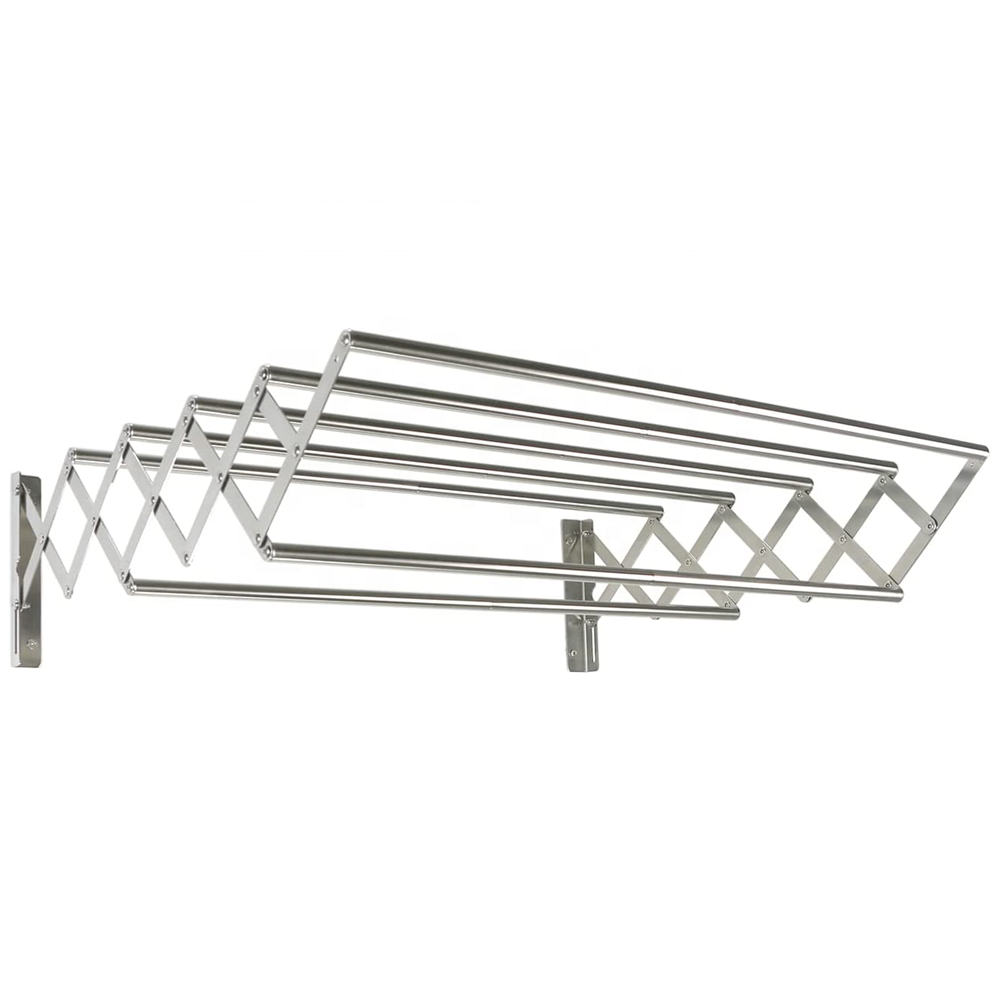 Wall Stainless Steel Accordion Drying Rack Clothes Dryer Hanger For Laundry Room/Bathroom Tower