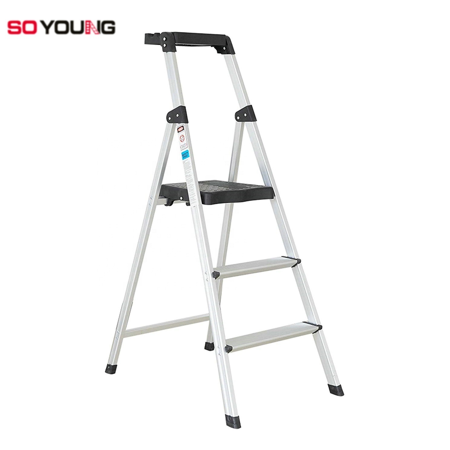 2 Step Ladder, Folding Step Stool with Tool Platform, Anti-Slip Pedal, Step Ladder for Adults,  Black