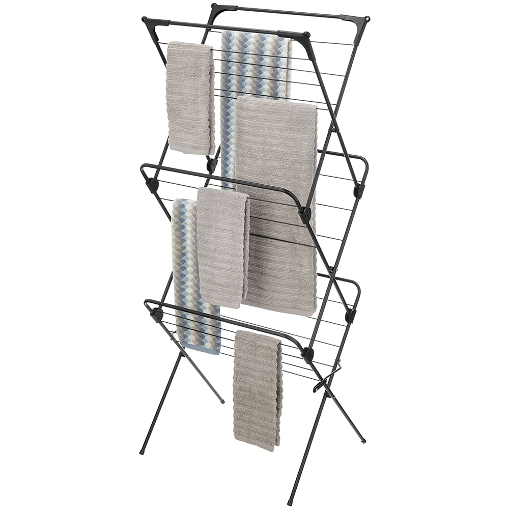 Horse Metal 3 Tier Foldable Collapsible Laundry Clothes Drying Racks Stand Tall Garment Hangers For Storage