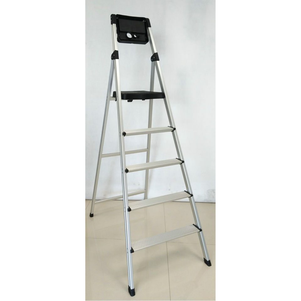 Domestic Safety Folding Aluminum Ladder with big tool tray