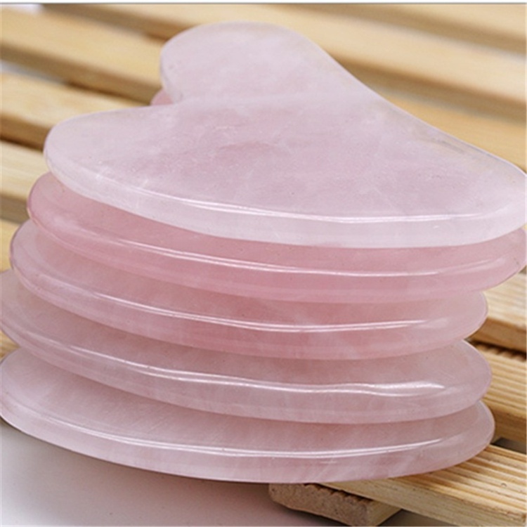 Rose quartz crystal bian stone jade gua sha facial massage tool