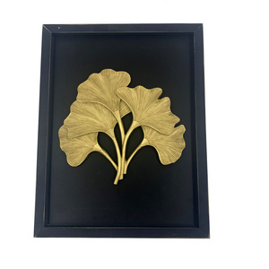 Custom Black Wood Sign Wall Mount Love Golden Decoration Wooden Hanging Plaque With Resin Leaves