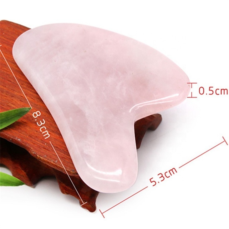 Rose quartz crystal bian stone jade gua sha facial massage tool