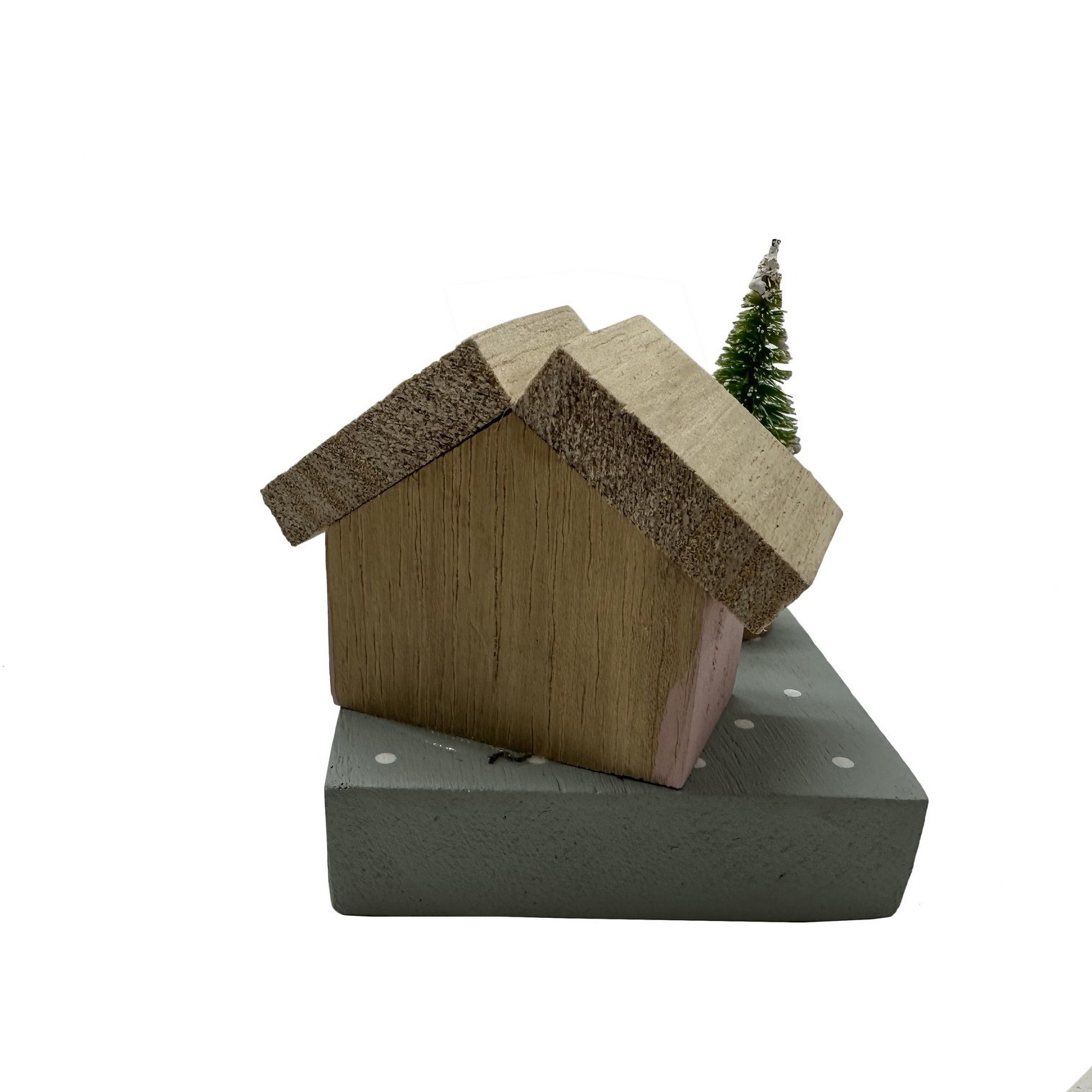 Wholesale Christmas Tree Mini House Pink Small Miniature Cottage Little Artificial Flower Wooden Houses Ornaments