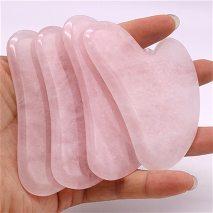 Rose quartz crystal bian stone jade gua sha facial massage tool