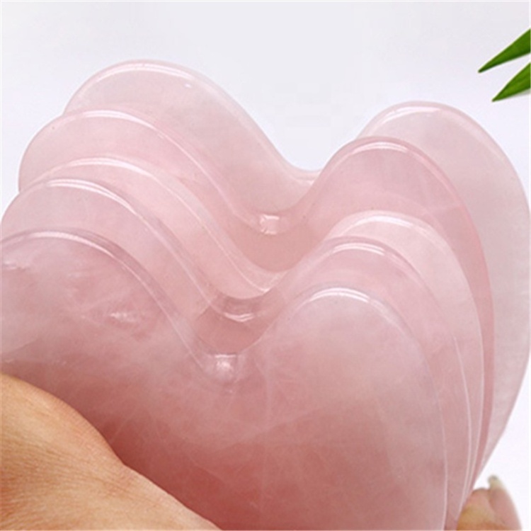 Rose quartz crystal bian stone jade gua sha facial massage tool