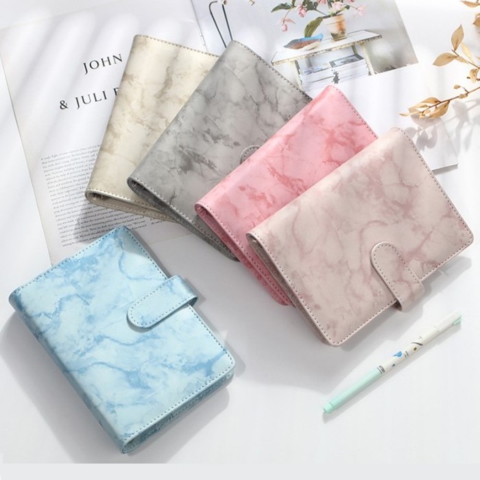 2023 Marble A6 Ring  Budget Binder Wallet of PU Leather Cover Binder Bulk with Cash Envelopes & Expense Budget Sheets