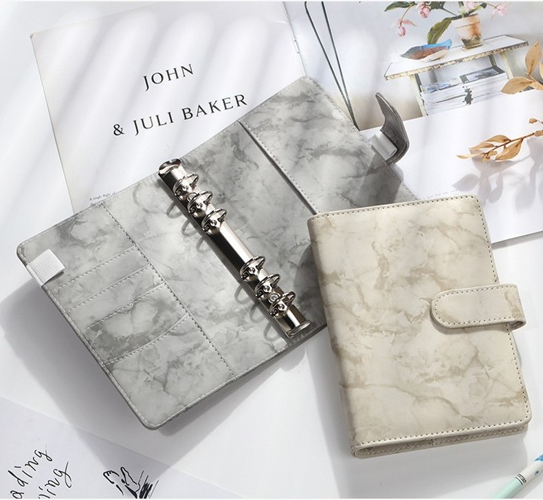 2023 Marble A6 Ring  Budget Binder Wallet of PU Leather Cover Binder Bulk with Cash Envelopes & Expense Budget Sheets