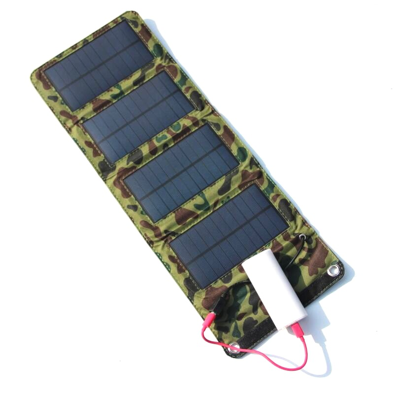 Camouflage7W Portable Foldable Outdoor Solar USB Charger Pack For Laptop Tablet Phone Solar Panel Manufacturer