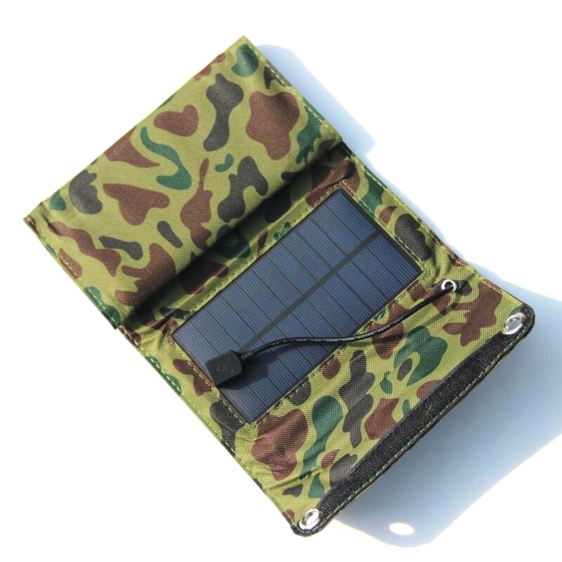 Camouflage7W Portable Foldable Outdoor Solar USB Charger Pack For Laptop Tablet Phone Solar Panel Manufacturer