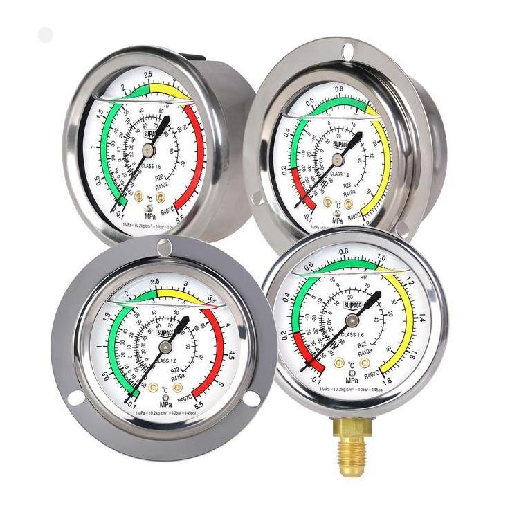 Wholesale Refrigerant Manifold Pressure Gauges Pressure Vacuum Gauges Oil Filled Refrigeration Compound Pressure Gauge