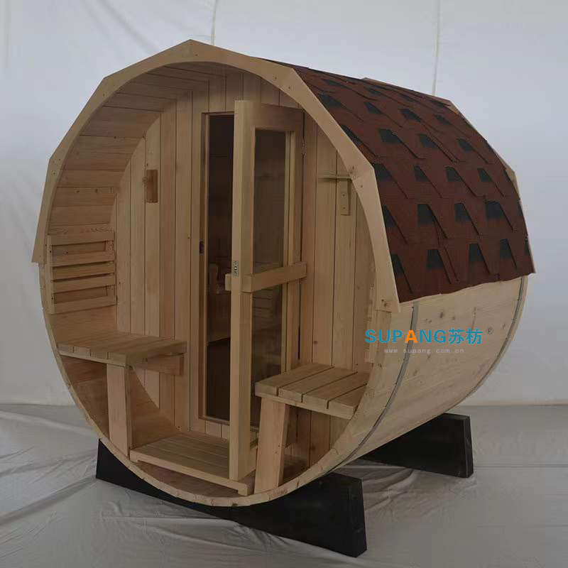 Wholesale Canadian Hemlock Traditional Steam  wooden sauna room Barrel Sauna Outdoor infared sauna