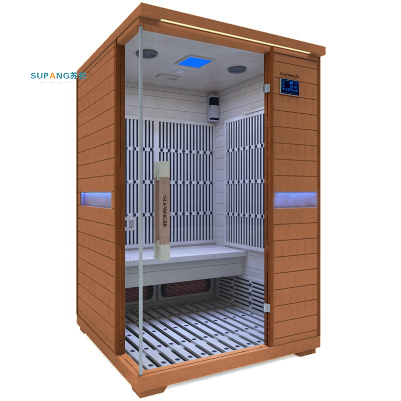 Su pang sell well high-tech solid wood 2 Person Far Infrared Indoor Corner Home Sauna  rooms