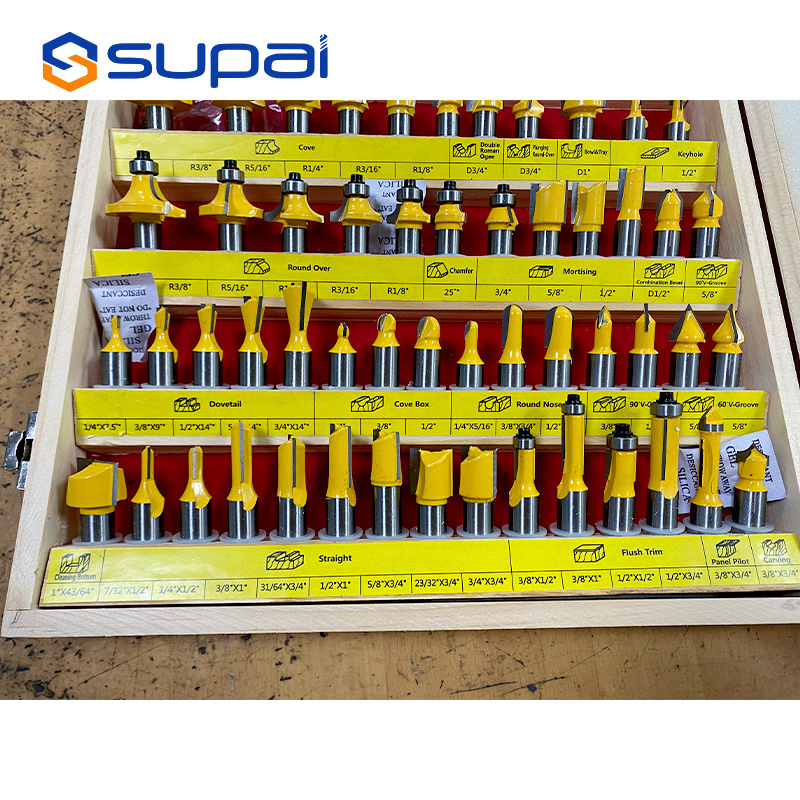 SUPAL 70pcs1/4inch Router Bit Set Trimming Straight Milling Cutter for Wood Bits Tungsten Carbide Cutting Woodworking