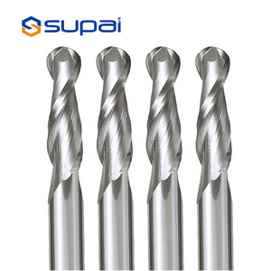 SUPAL Carbide Ball Nose Milling Cutter for Woodworking 2 Flutes Solid Durable 3.175mm Machine Cutting Tools Set Wood Metal 45